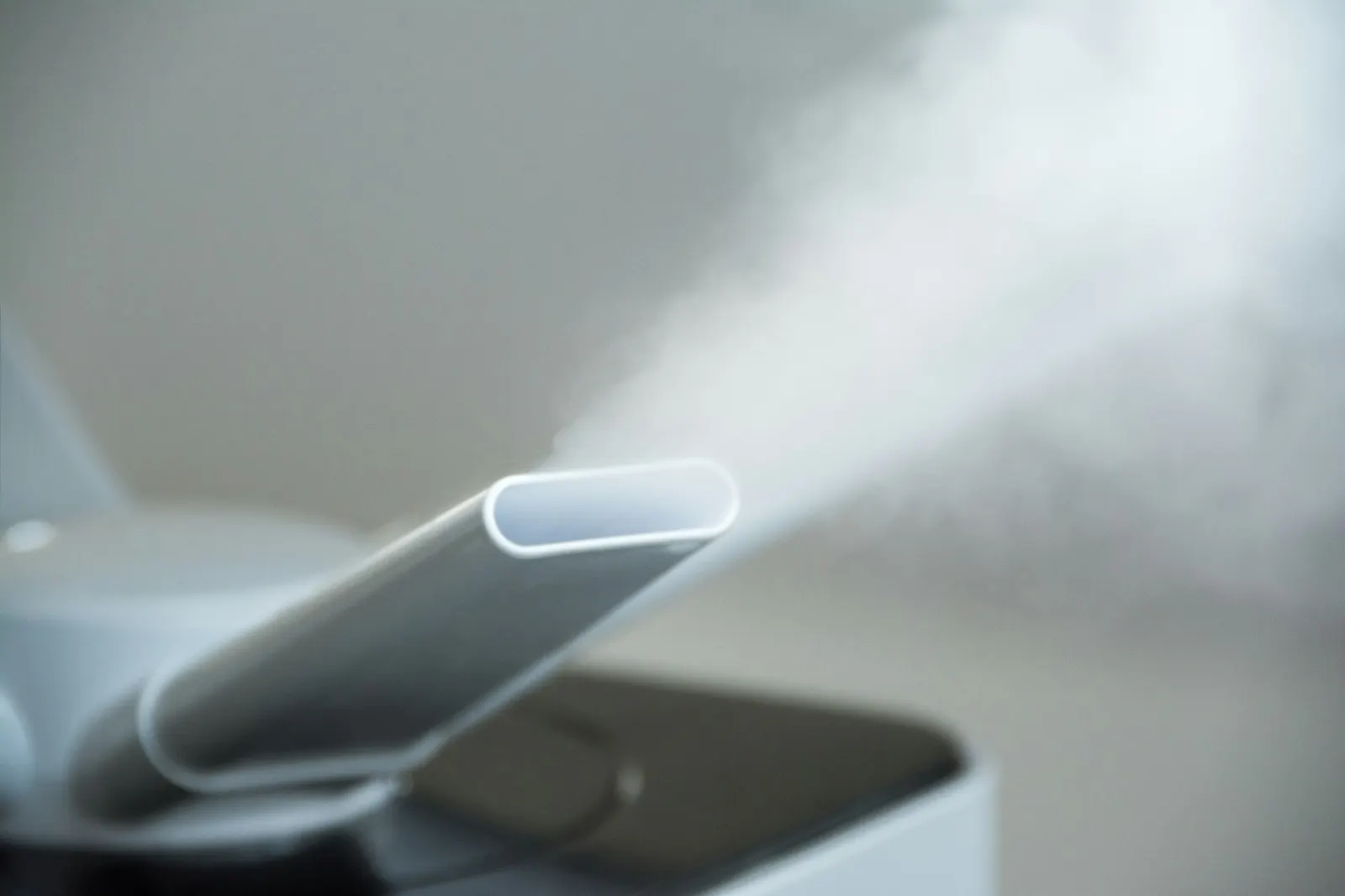 Close-up of a humidifier nozzle releasing mist